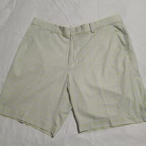 NIKE GOLF 35 Tour Performance Dri-Fit Shorts Cream/Lime Green Check 9" Inseam